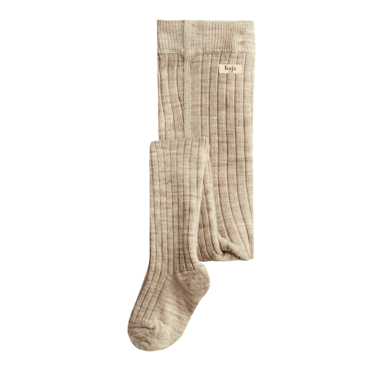 Rib Strumpfhose – Beige Sand Melange | Baje Studio