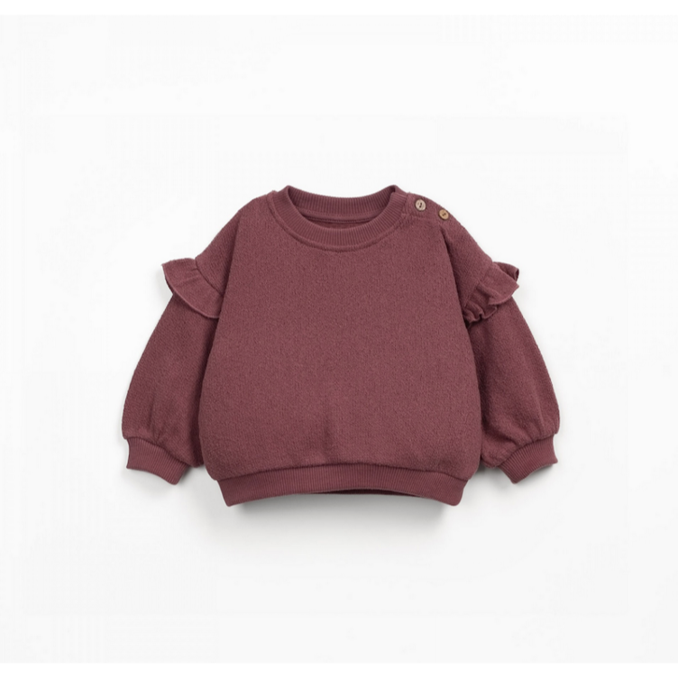 Sweatshirt PLAY UP – Dunkelrosa, mit Rüschen & Kokosknöpfen