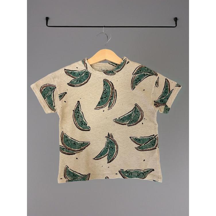 Pre-Loved Play Up T-Shirt | Beige & Grün | Grösse: 4Y / 104