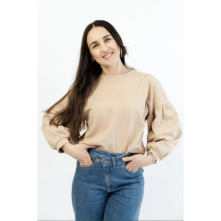 SALE I Santabarbara The Label T-Shirt mit Ballonärmeln – Beige