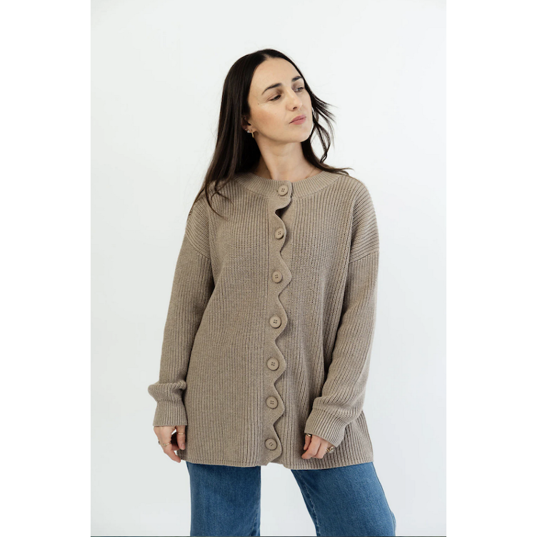 Santabarbara The Label Wellencardigan lang – Hellbraun meliert