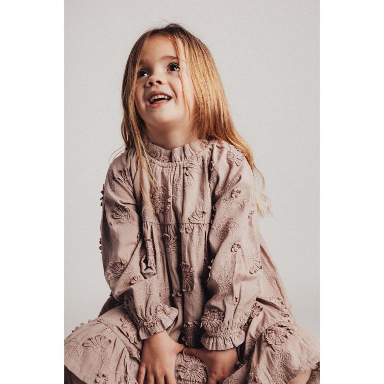 Kleid Baumwollstruktur `Rosé-Mauve` - BAJE Studio