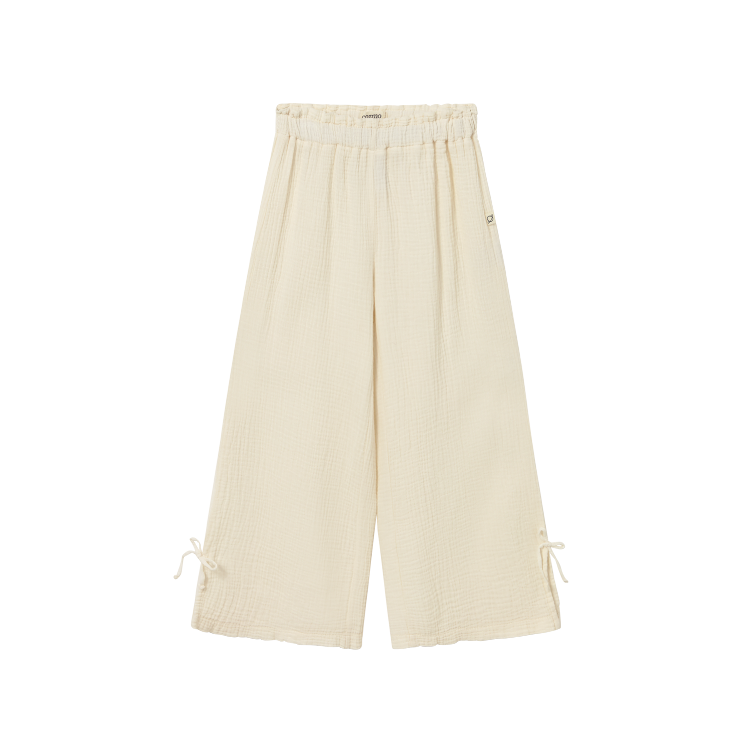 SALE I Cozmo – Violet Wide Pants aus weichem Baumwoll-Gauze (Ivory